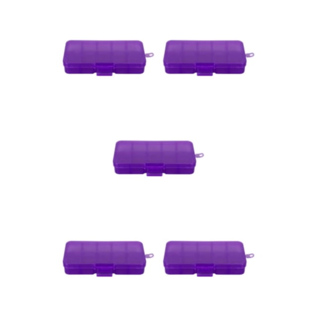 Thinsony 10 Grid Plastic Jewelry Removable Storage Box Beads Container Earring Purple 12.8x6.5x2.2cm 5Set