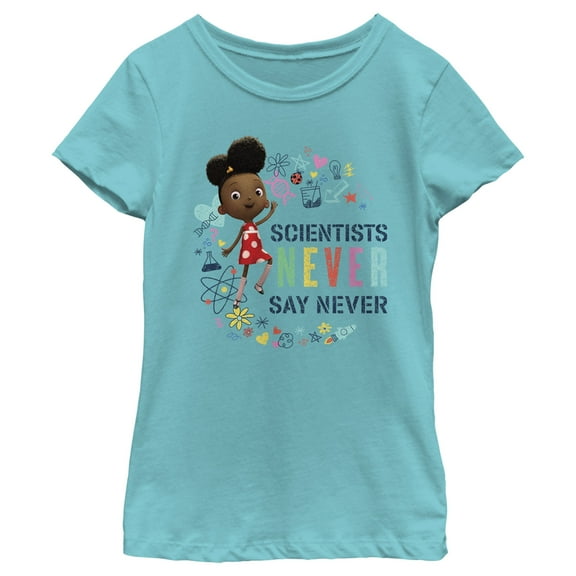Girl's Ada Twist, Scientist Never Say Never  Graphic Tee Tahiti Blue Medium