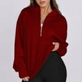 thumbnail image 3 of hxobax Womens Casual Pullover Tops Trendy Fall Half Zip Oversized Sweatshirt Long Sleeve Sweatshirts, 3 of 7