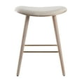 thumbnail image 6 of Saddle 26" Contemporary Counter Stool In White Washed Wood And Cream Fabric With Gold Metal - Set Of 2, 6 of 10