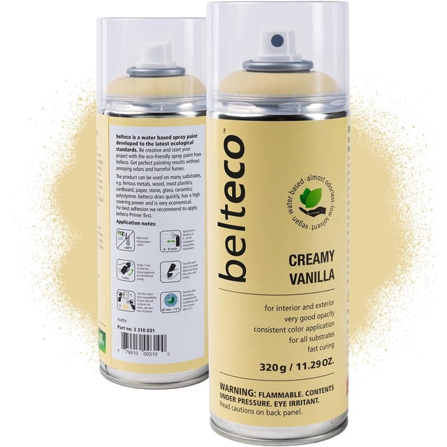 Creamy Vanilla Spray Paint | Water based & Odorless | Eco-Friendly & Vegan | Weather & UV-Resistant | For all Substrates | Fast Drying with High Coverage | For Indoor/Outdoor Use