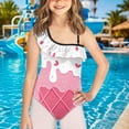 thumbnail image 2 of Uorisanigo Pink Ice Cream Cone Bathing Suits for Girls Size 13-14 Ruffle Halter One Piece Pool Party Swimwear Single Spaghetti Strap One Shoulder Swimsuit, 2 of 7