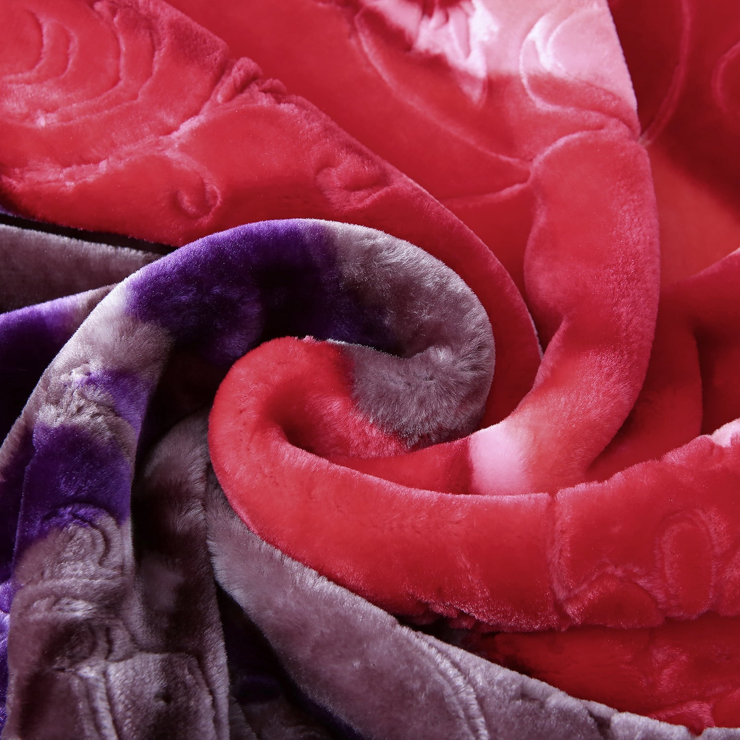 MERRY HOME King Size Fleece Blanket For Bed, A & B Patterns Soft Warm Floral Blanket, Microfiber Plush Middle Weight Bed Blanket For All Season, Purple Background Rose/Camellia, 5.7LB, 83"x91"
