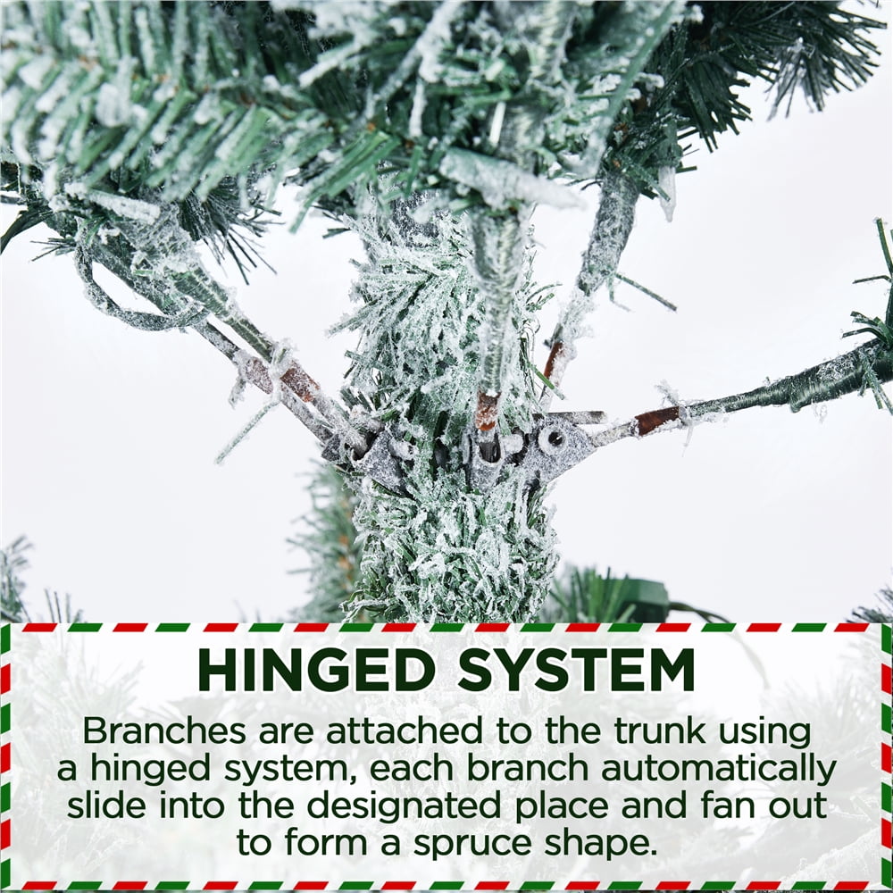 Renwick 6ft Prelit Flocked Pencil Christmas Tree with Foldable Stand, Green