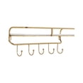 thumbnail image 6 of Rectangular Wall Mounted Shelf with Hooks for Home Decor - Metal Wall Storage Shelf for Entryway and Living Room Decor - Organizer Solution for Casual Styling - 8", Gold & Metallic, 6 of 10