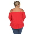 thumbnail image 3 of White Mark Women's Plus Size Cold Shoulder Ruffle Sleeve Top, 3 of 5