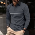 thumbnail image 2 of YDLCAFD Mens Long Sleeved Shirt Button Color Matching Sports Shirt Tops, 2 of 4