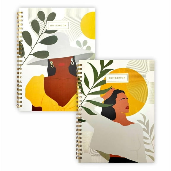 Mudrit Lined Spiral Notebook, B5 Hardcover Journal, 96 Pages, Gold Wiro, 2 Pack