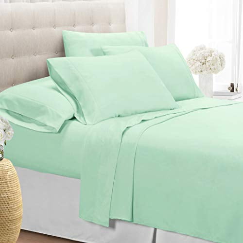Swift Home Luxury Bedding Collection, Ultra-Soft Brushed Microfiber 6-Piece Bed Sheet Sets, Extremely Durable - Easy Fit - Wrinkle Resistant - (Includes 2 Bonus Pillowcases), Queen, Mint