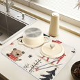 thumbnail image 2 of Yayeee Dish Drying Mat for Kitchen Counter 16" x 18" Microfiber Super Absorbent Coffee Decorative Pad, Retro Christmas Forest, 2 of 9