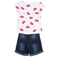 thumbnail image 4 of Conjunto De Ropa Para Bebé Niña Camiseta Corta Con Estampado De Labios Rojos + Conjunto De Pantalón Corto De Mezclilla-132024.02 Likrtyny Mujer, 4 of 8
