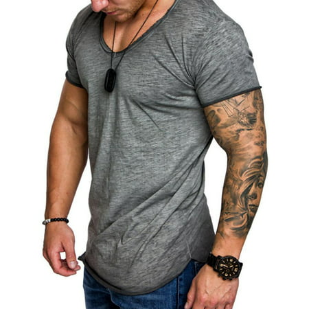 Mens Short Sleeve Slim Fit Casual Basic Cotton Classic
