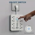 thumbnail image 2 of LEEYNEER 14-in-1 Power Strip with Surge Protection and One-Touch Control Switch - 4 Spacious AC Outlets with 6 USB Ports (including 2 Type-C) - Wall-Mountable Extension Cord for Office  S, 2 of 6