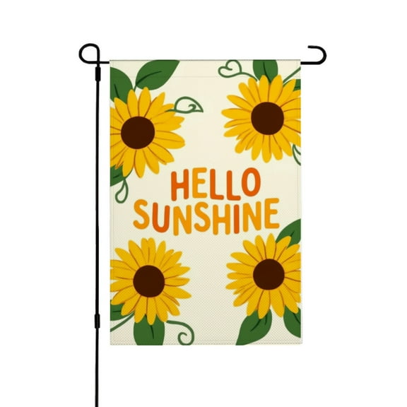 AMHNF Linen Garden Flag with Sunflowers and HELLO SUNSHINE Text for Spring Summer Home Outdoor Garden Yard Door Decor 12x18 inch