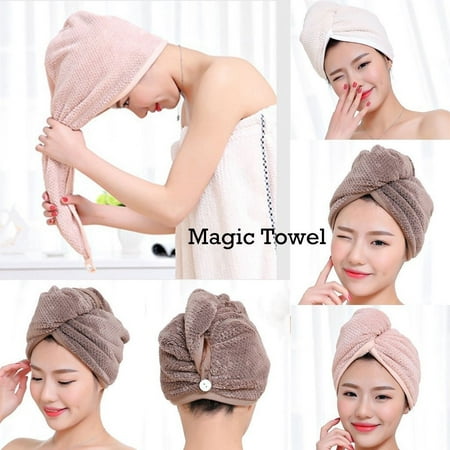 Turban Twist Dry Shower Microfiber Hair Wrap Towel Drying Bath Spa Head Cap