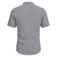 thumbnail image 6 of VBVC Men's Textured Breathable Button Shirt,Summer Stand Collar Daily Vacation Shirt For Men,Gray,Size M, 6 of 7