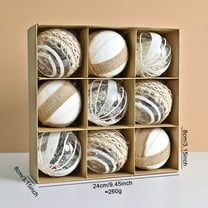 RBCKVXZ 9-pack Boho Christmas Ball Ornaments, 3.15" Glitter Sequin Hanging Balls with Strips Decorations, Shatterproof Xmas Tree Balls for Wedding Party Decor