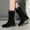 Black, variant on Jsaierl Platform Plush Boot For Women Mid-Calf Boot Faux Fur Fleece Lined Casual Short Booties Ladies Classic Ultra Snow Platform Anti-Slip Boot For Outdoor