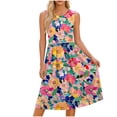 thumbnail image 7 of ClodeEU Women's Crew Neck Sleeveless Floral Print A Line Midi Dress,Casual Summer Swing Dress Hot Pink,Women's Plus L, 7 of 7