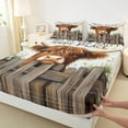 thumbnail image 2 of Manfei Farmhouse Highland Cow Full Size Sheets, Cartoon Farm Animal Bed Sheets, Rustic Wooden Plank Sheet Sets, Luxury Bedroom Decor, 4pcs, 2 of 6