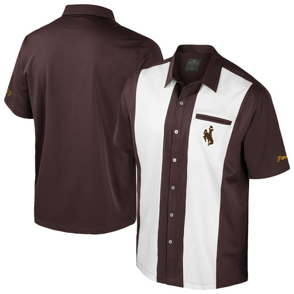 Men's Colosseum Brown Wyoming Cowboys Strike Bowling Button-Up Shirt