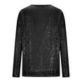thumbnail image 5 of Lenpel Sequin Tops for Women Casual Loose Long Sleeve Crew Neck Sparkly Glitter T Shirts Party Clubwear Blouses(Black,Large), 5 of 7