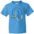 thumbnail image 3 of Inktastic 3-21 World Down Syndrome Day Blue and Yellow Rainbow Ribbon Youth T-Shirt, 3 of 5