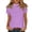 Purple, variant on Gsakboxl Tops for Women Women Solid Mock Neck Short Sleeve Casual Blouse Slim Fit Basic Tee Top Beige L