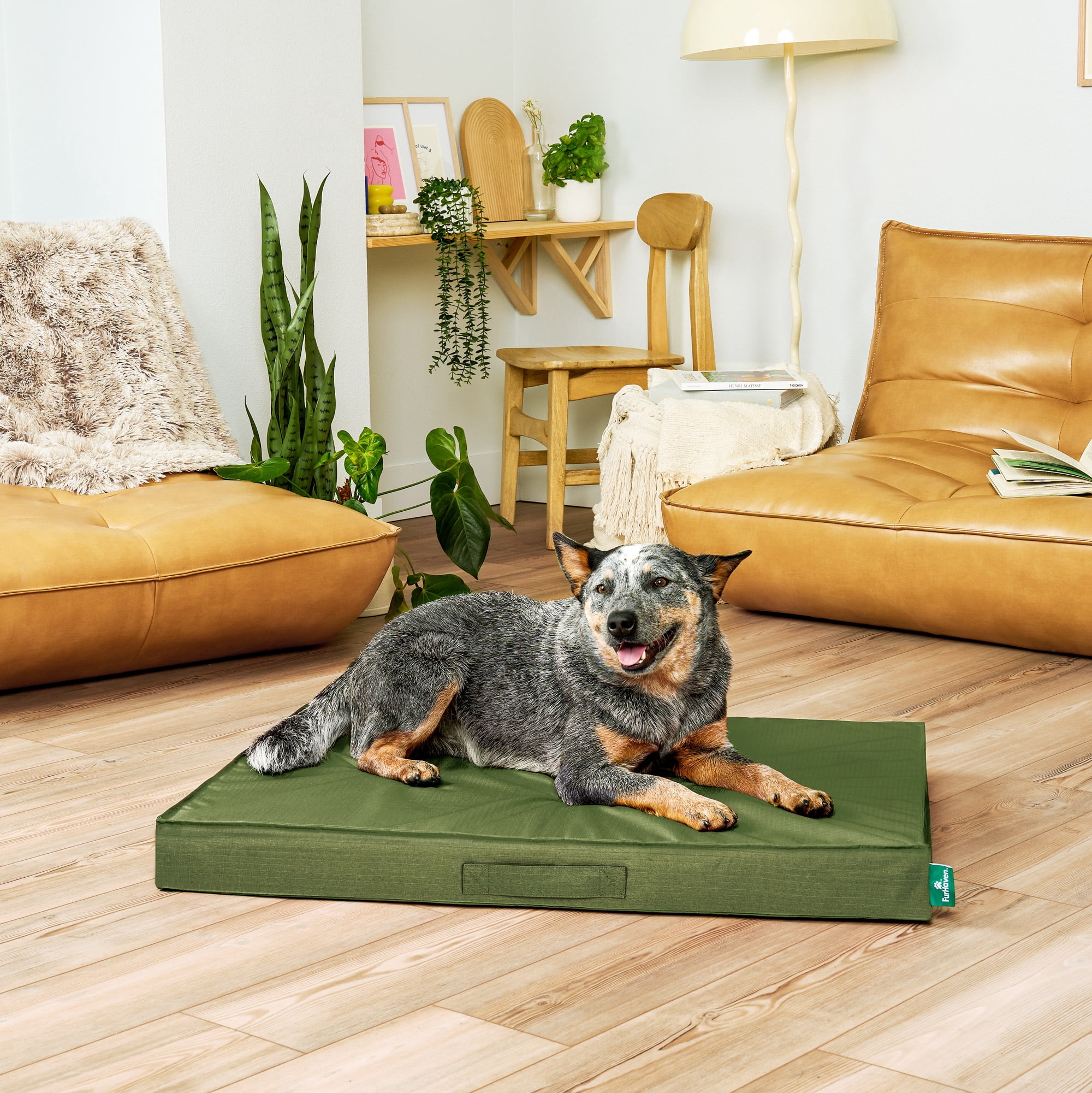 FurHaven Grid Indoor-Outdoor Cooling Memory Foam Deluxe Mattress for Dogs and Cats - Olivine, Large