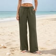 thumbnail image 2 of DHFJKG Wide Leg Pants For Women Casual Summer Loose Fit Drawstring Waist Lightweight Plain Palazzo Pants, 2 of 8