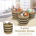 thumbnail image 4 of Canddidliike Seagrass Basket Set of 3 Stackable Storage Bins with Handles Woven Round Basket-S, Clothes Hamper for Bedroom, Bathroom, Dorm, Laundry Room, 4 of 7