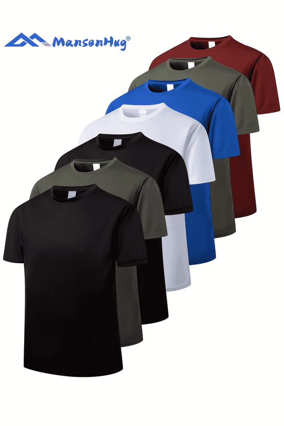 7 Pack Men's Dry Fit T Shirts Athletic Running Gym Workout Short Sleeve Tee Shirts for Men