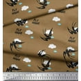 thumbnail image 2 of Soimoi Brown Cotton Duck Fabric Text,Clouds & Crow Bird Print Fabric by Yard 56 Inch Wide, 2 of 3