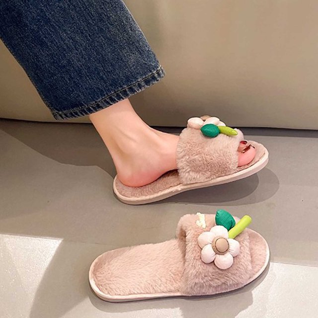 Wolfast Chaussons en Coton Assortis pour Femmes avec Nœud Tête de Chignon Mignon Chaud pour Intérieur, Rose 41