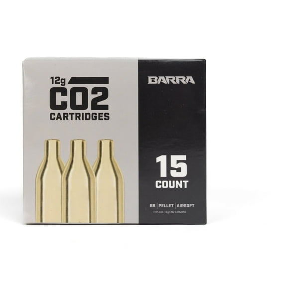 Barra Airguns, 12-Gram CO2 Cartridge, 15 Count, for Air Rifles