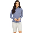 thumbnail image 5 of IBKUL Mini Check Long Sleeve Mock Neck Top (M, Turq/White), 5 of 9