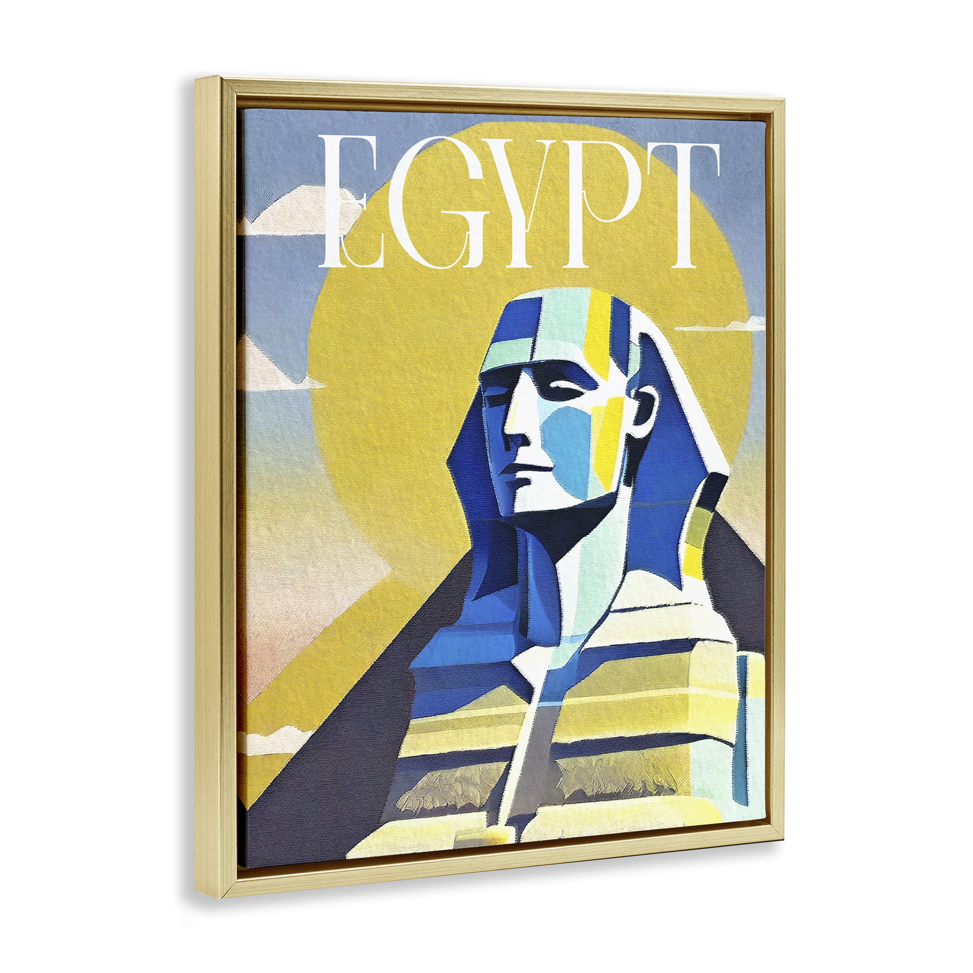 Stupell Industries Egypt Sphinx Landmark Buildings & Architecture Painting Gold Floater Framed Canvas Art Print Wall Art, 17 x 21