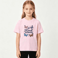 thumbnail image 2 of Be Kind Always Butterfly Girls Graphic Tee, Retro Aesthetic 100% Cotton Kids Short Sleeve T-Shirt, 2 of 5