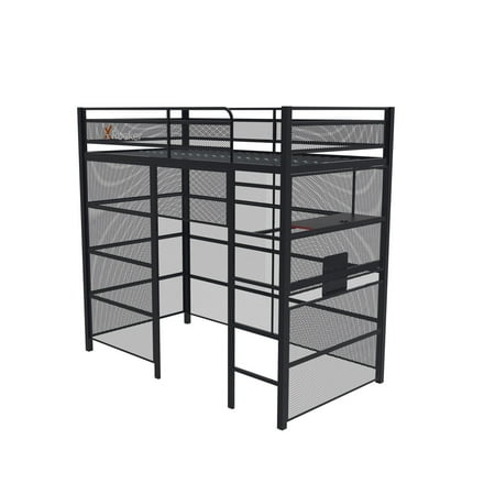 X Rocker - Battle Den Gaming Bunk Bed with TV Mount, Twin - Black