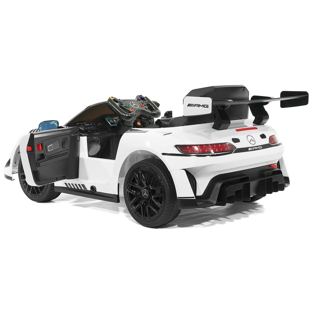 Mercedes AMG GT3 EVO 12V Kids Ride-On Car with R/C Parental Remote (White)