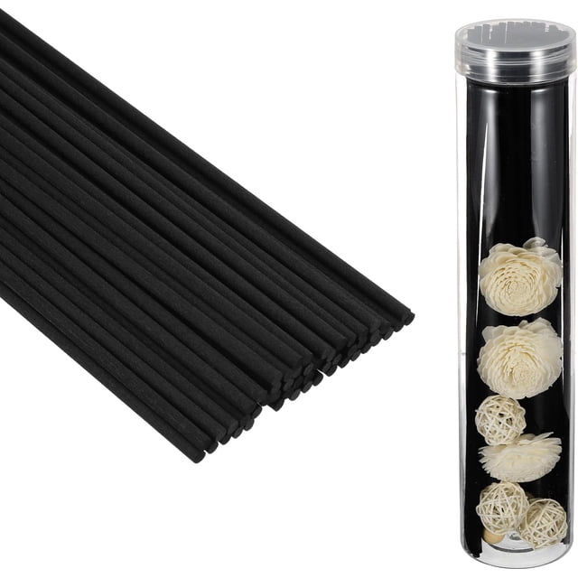PATIKIL 30CM/12Inch Reed Diffuser Stick, 50 Pack Fiber Aroma Fragrance Refill Sticks Replacement with PET Bottle for Home Office Hotel Party Wedding, Black