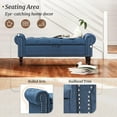 thumbnail image 5 of Dycanpo 50in Storage Bench with Arms, Linen Fabric Upholstered Ottoman Bench for Bedroom, Dark Blue, 5 of 7