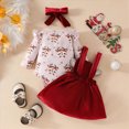 thumbnail image 5 of Cdudpw Newborn Baby Girl Clothes Ruffles Long Sleeve Romper Floral Suspender Skirt Set with Headband Girl Outfits(Z150-Red), 5 of 8