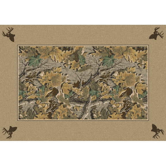 Milliken Beige Area Rug Advantage Solid Border - Aprx 3' 10" x 5' 4"