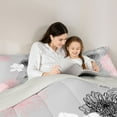 thumbnail image 5 of jejeloiu Pink Gray Flower Bedding Comforter Set,Boho Bohemian Floral Twin Comforter Sets,Japanese Exotic Style Bedding Set For Girls Kids,Luxury Bedroom Decor Reversible,2-Piece, 5 of 8