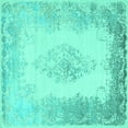 thumbnail image 1 of Ahgly Company Indoor Square Persian Turquoise Blue Traditional Area Rugs, 4' Square, 1 of 4