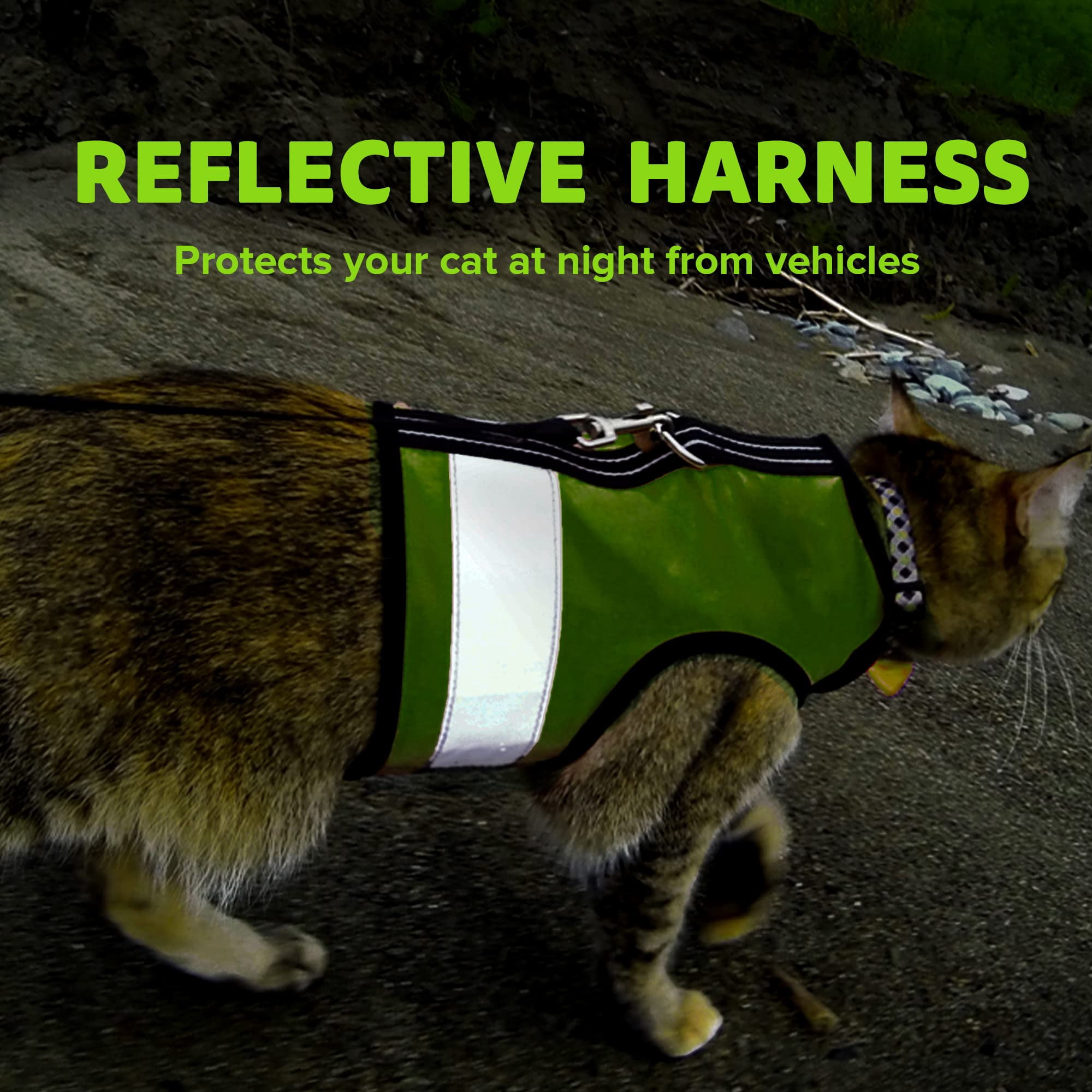 Kitty Holster Reflective Safety Harness (Made in USA) Color: Loud Lime, Size: M/L