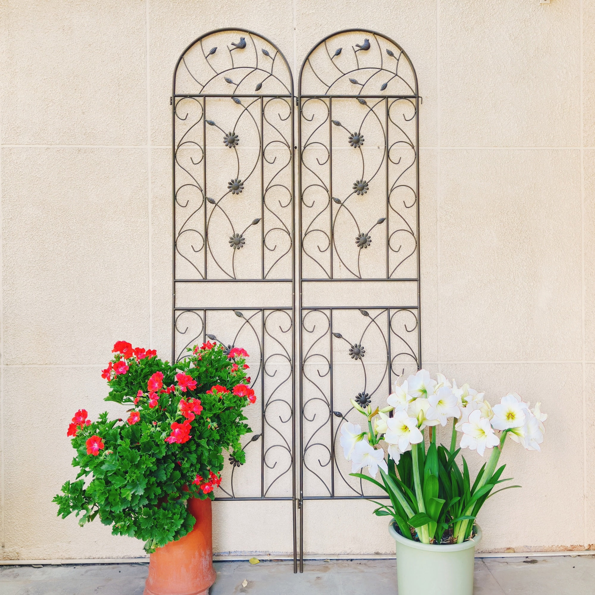 4 Pack Metal Garden Trellis 86.7" x 19.7" Rustproof Trellis for Climbing Plants Outdoor Flower Support Brown