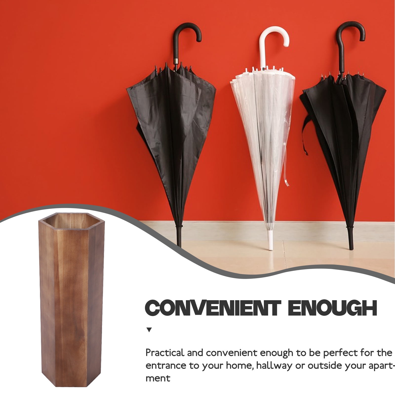 Topbathy Decorative Wood Umbrella Holder Bucket for Outdoor Indoor Use with Strong Durability