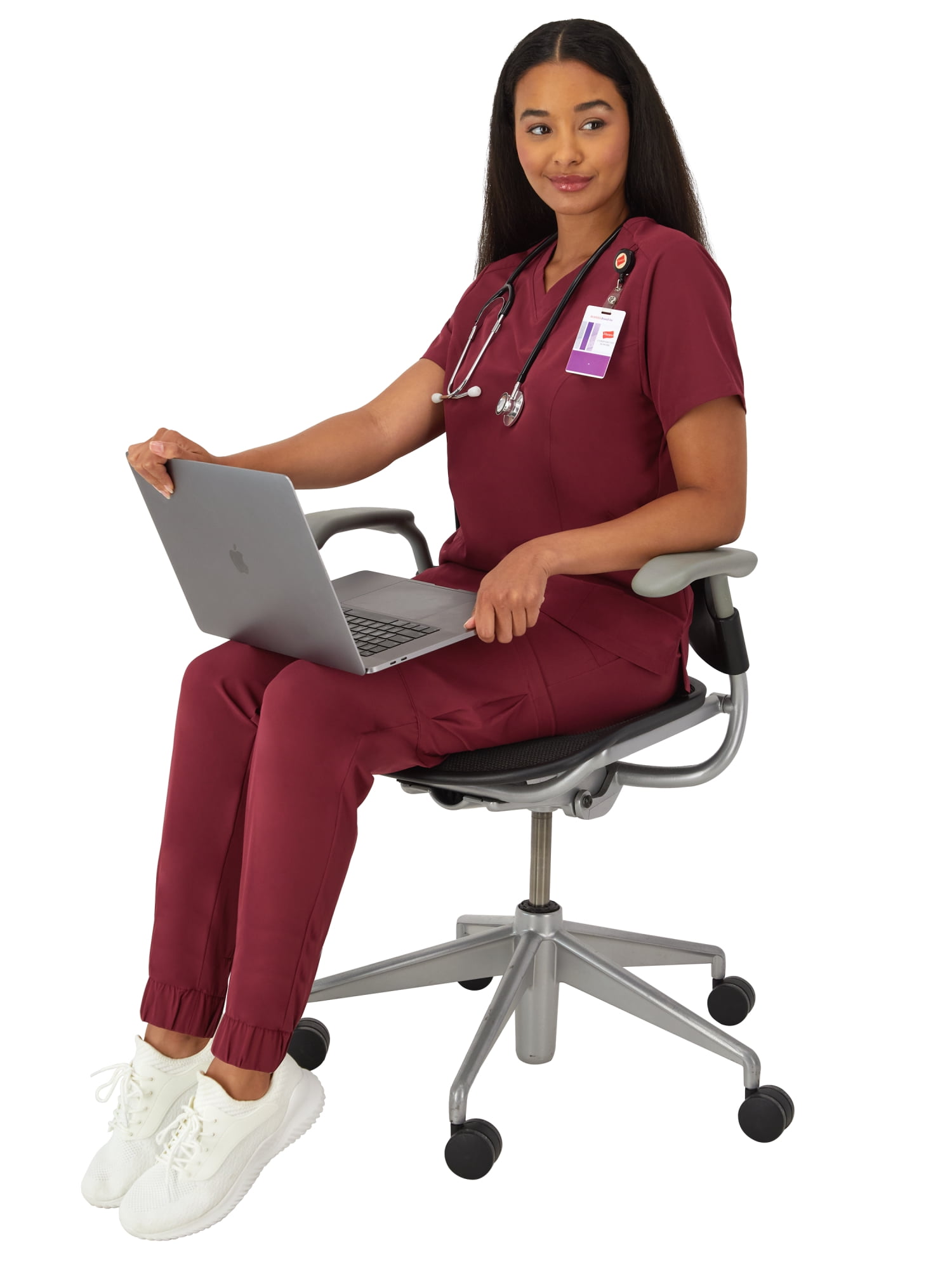 Hanes Womens Scrubs V-Neck Scrub Top, Comfort Fit, 2 Pockets, Sizes XS-3XL